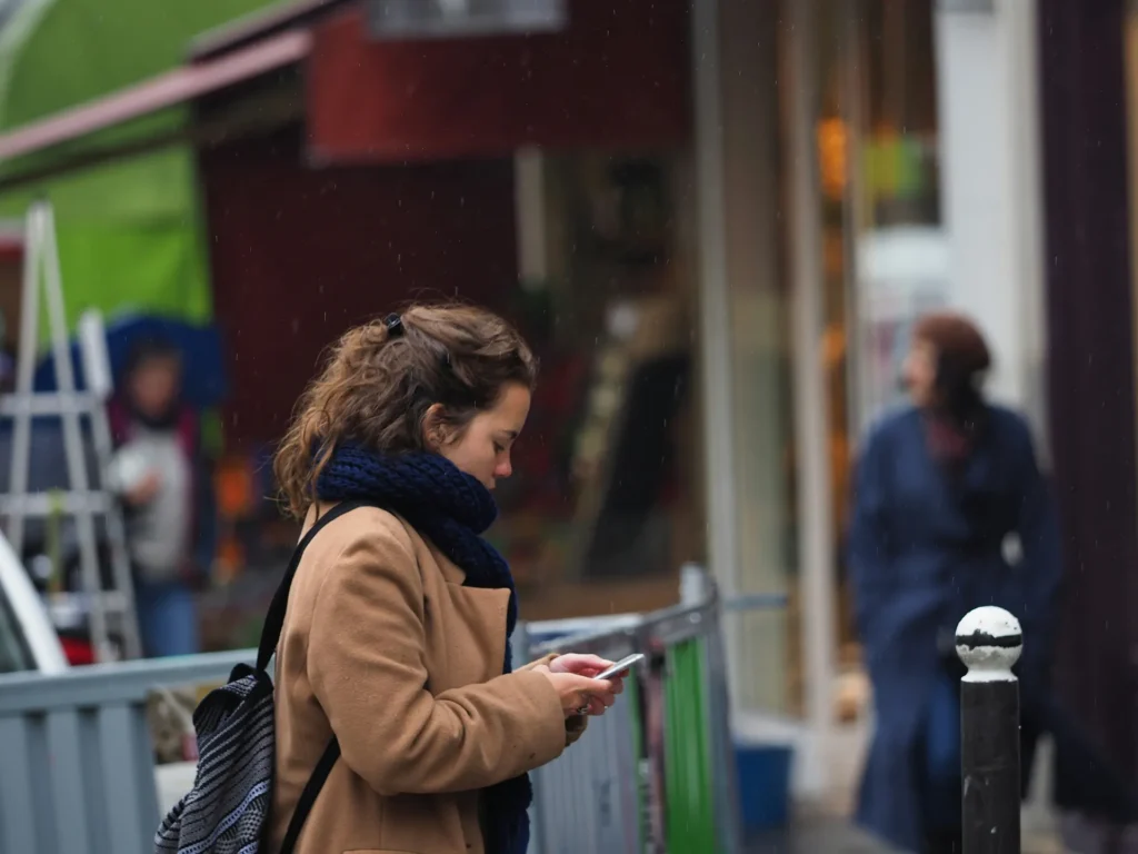 Woman on phone in distress